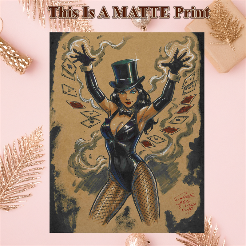 Zatanna Art Illustration Hard Signed 8.5x11in Fine Art PRINT