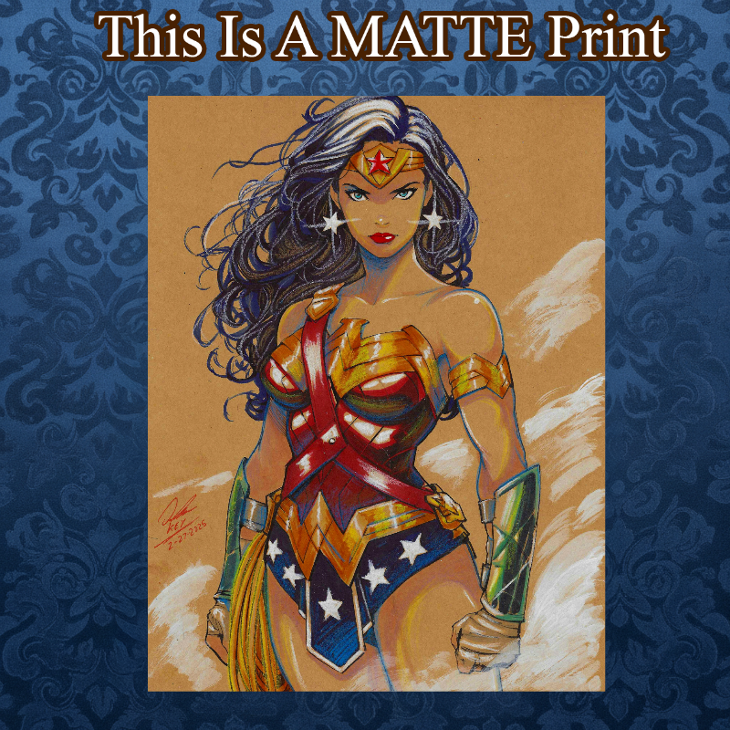 Wonder Woman Art Illustration Hard Signed 8.5x11in Fine Art PRINT