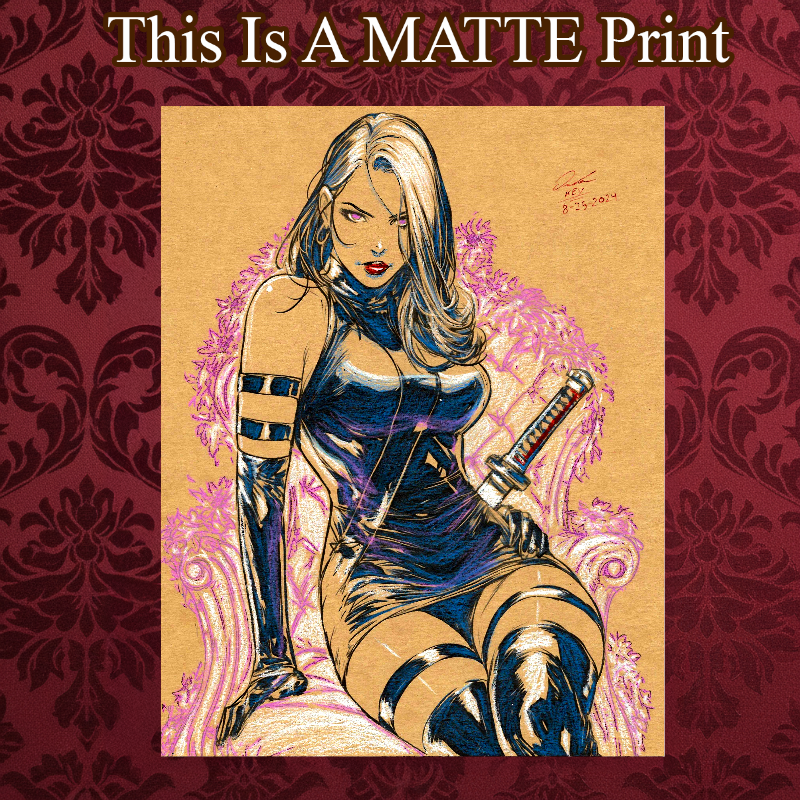 Psylocke Art Illustration Hard Signed 8.5x11in Fine Art PRINT