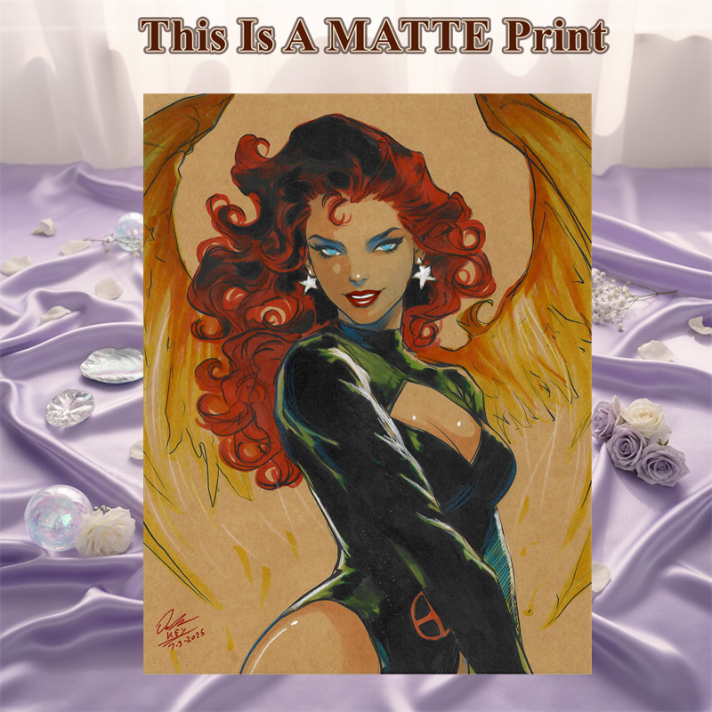 Jean Grey Phoenix Art Illustration Hard Signed 8.5x11in Fine Art PRINT