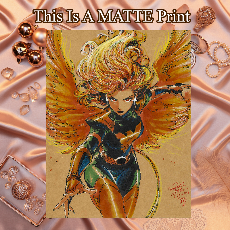 Jean Grey Phoenix Art Illustration Hard Signed 8.5x11in Fine Art PRINT
