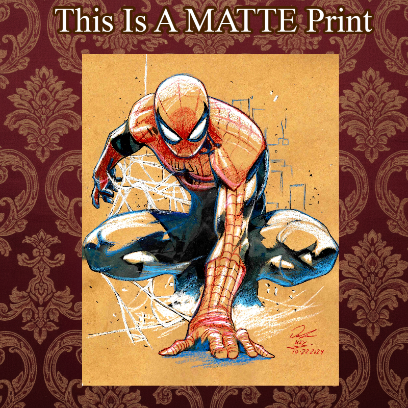 Spider-Man Art Illustration Hard Signed 8.5x11in Fine Art PRINT