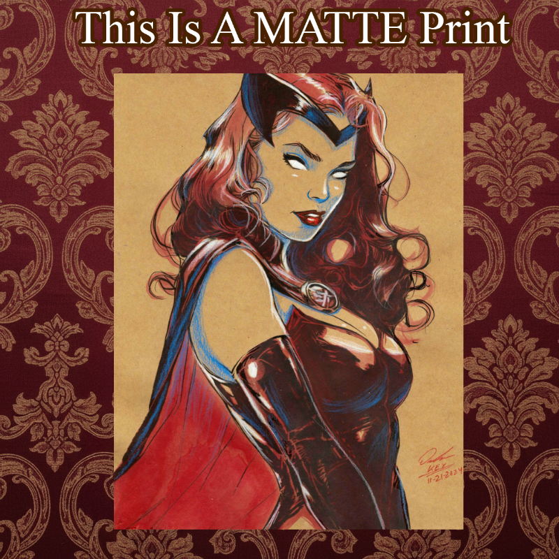 Scarlet Witch Art Illustration Hard Signed 8.5x11in Fine Art PRINT