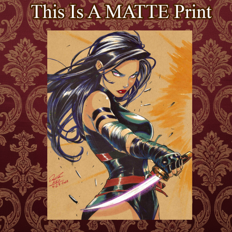 Psylocke Art Illustration Hard Signed 8.5x11in Fine Art PRINT