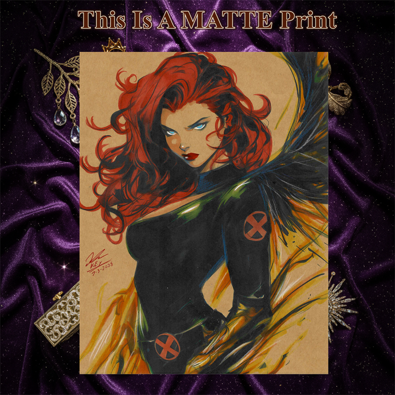 Jean Grey Phoenix Art Illustration Hard Signed 8.5x11in Fine Art PRINT