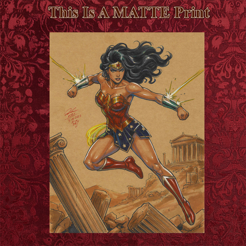 Wonder Woman Art Illustration Hard Signed 8.5x11in Fine Art PRINT