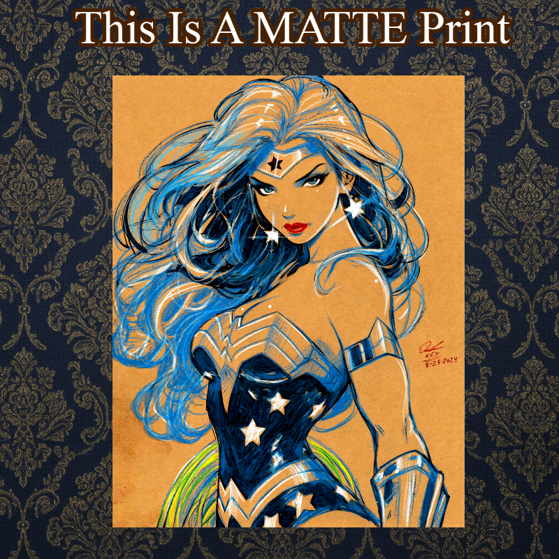 Wonder Woman Art Illustration Hard Signed 8.5x11in Fine Art PRINT