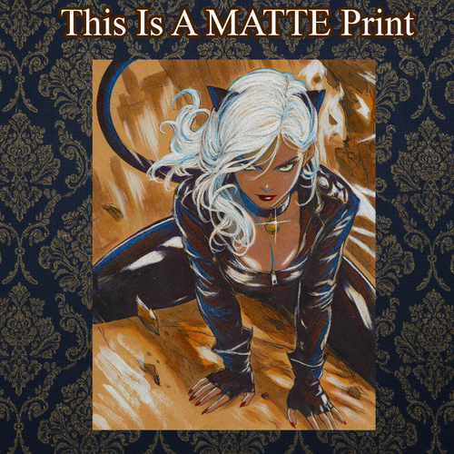 Black Cat Art Illustration Hard Signed 8.5x11in Fine Art PRINT