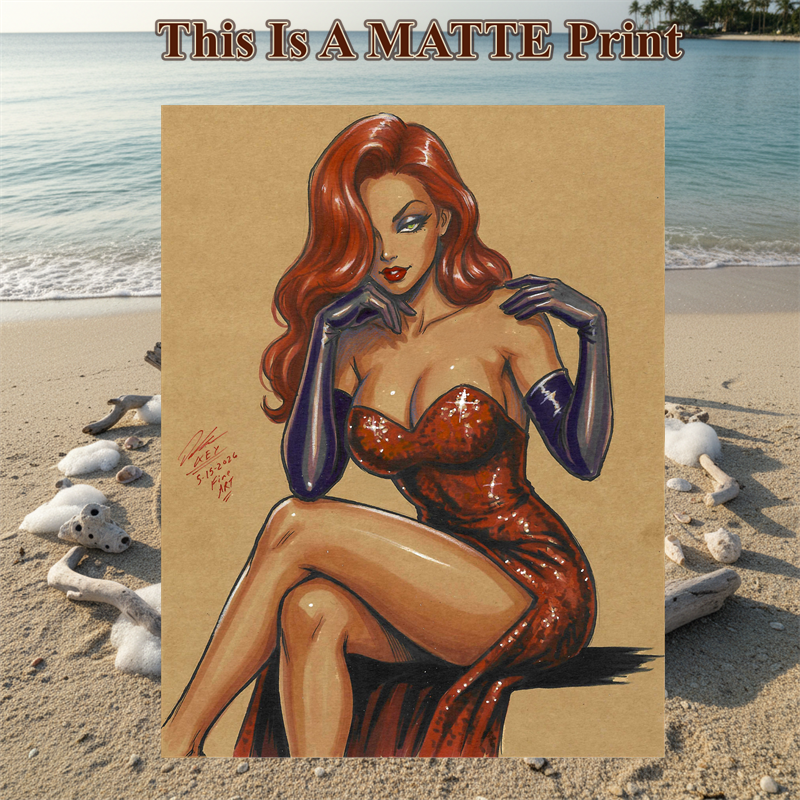 Jessica Rabbit Art Illustration Hard Signed 8.5x11in Fine Art PRINT