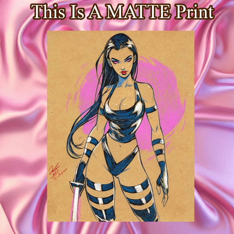 Psylocke Art Illustration Hard Signed 8.5x11in Fine Art PRINT