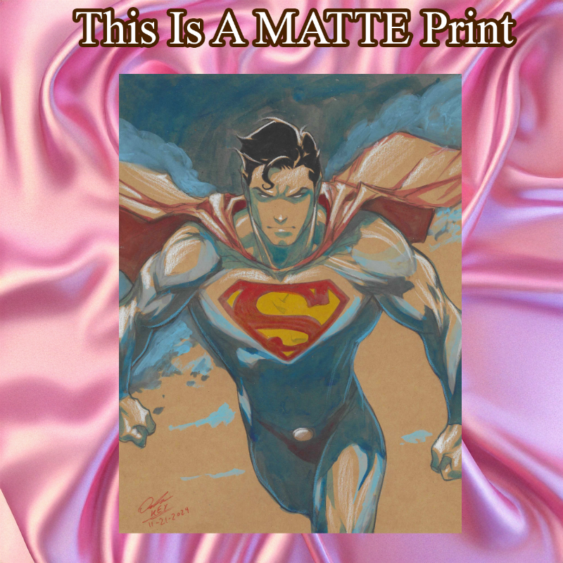 Superman Art Illustration Hard Signed 8.5x11in Fine Art PRINT