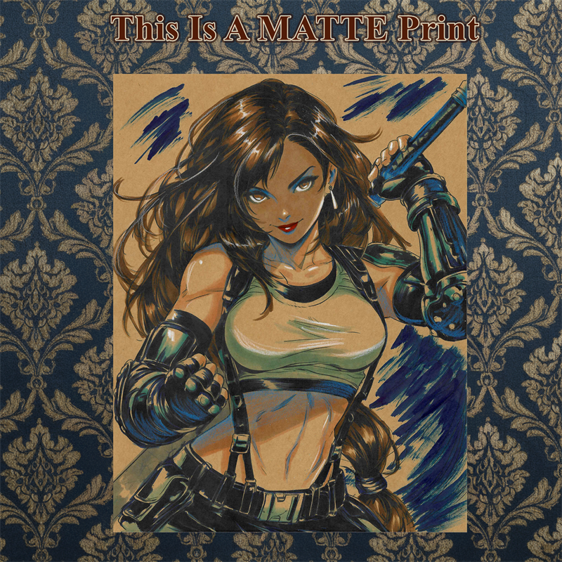 Tifa Lockhart Art Illustration Hard Signed 8.5x11in Fine Art PRINT