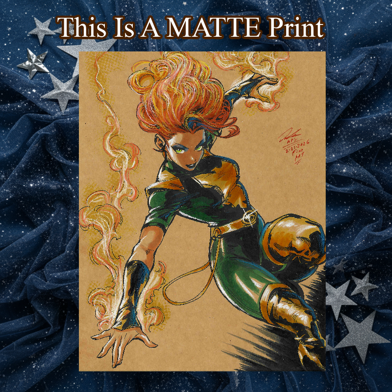Jean Grey Phoenix Art Illustration Hard Signed 8.5x11in Fine Art PRINT