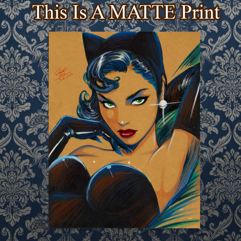 Catwoman Art Illustration Hard Signed 8.5x11in Fine Art PRINT