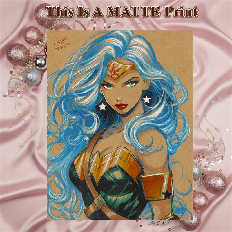 Wonder Woman Art Illustration Hard Signed 8.5x11in Fine Art PRINT