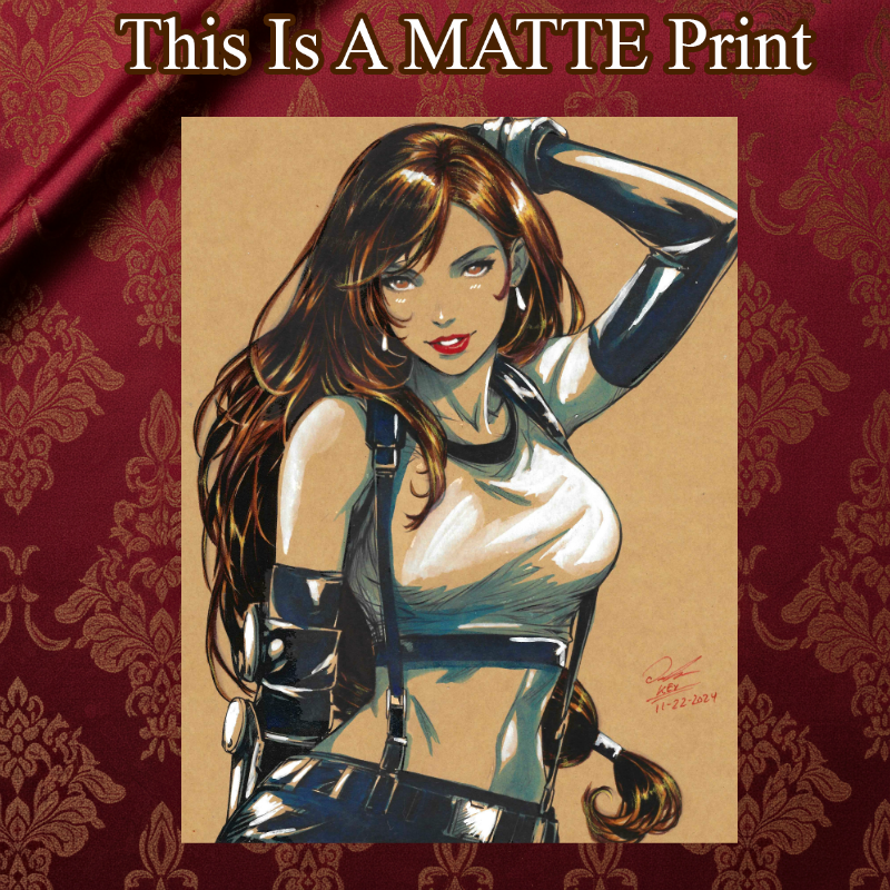 Tifa Lockhart Art Illustration Hard Signed 8.5x11in Fine Art PRINT