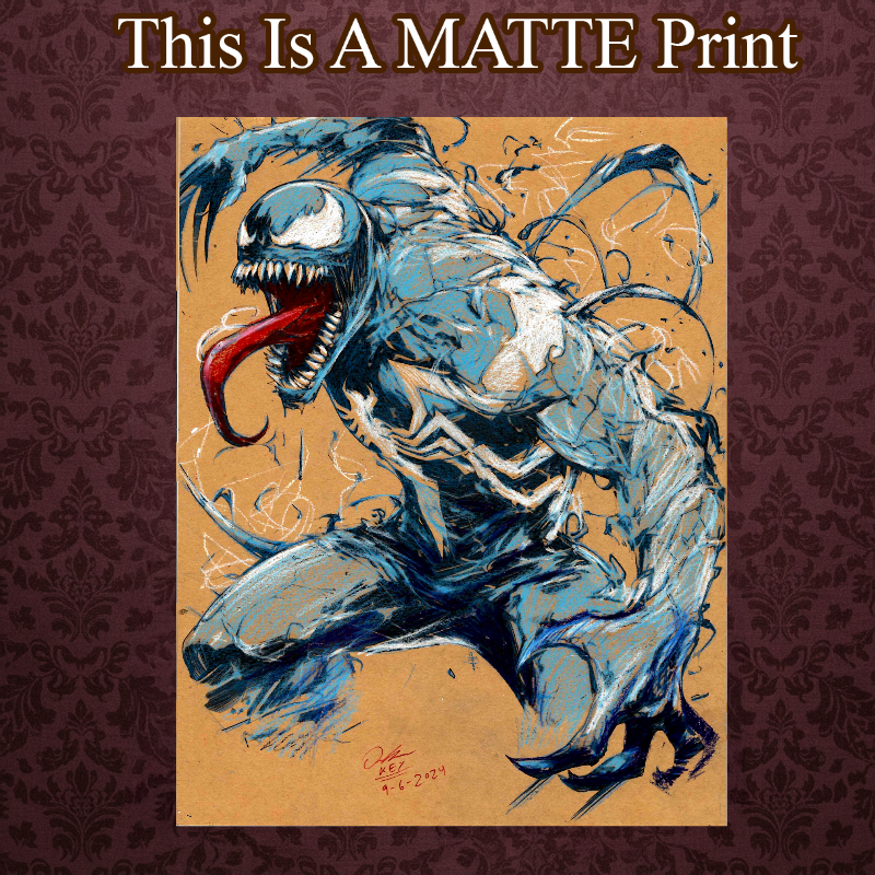 Venom Art Illustration Hard Signed 8.5x11in Fine Art PRINT