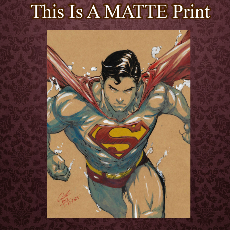 Superman Art Illustration Hard Signed 8.5x11in Fine Art PRINT