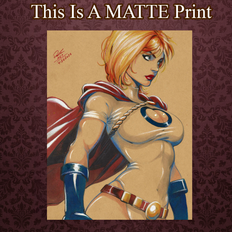 Power Girl Art Illustration Hard Signed 8.5x11in Fine Art PRINT