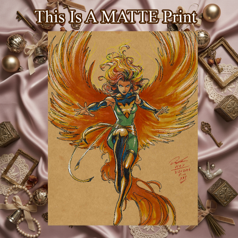 Jean Grey Phoenix Art Illustration Hard Signed 8.5x11in Fine Art PRINT
