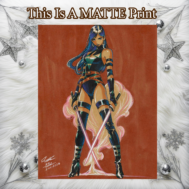 Psylocke Art Illustration Hard Signed 8.5x11in Fine Art PRINT