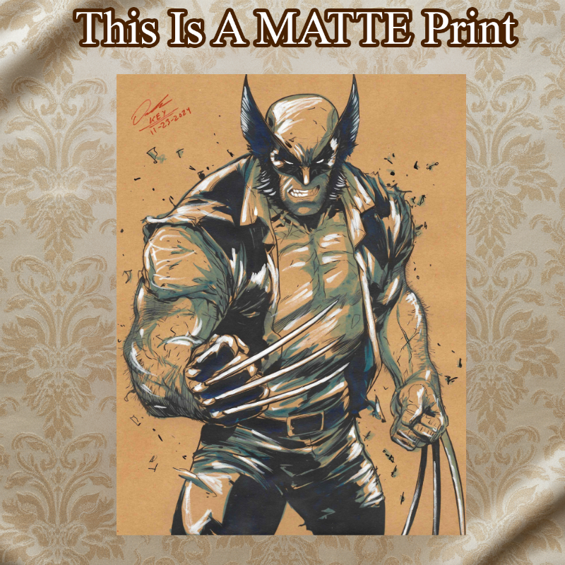 Wolverine Art Illustration Hard Signed 8.5x11in Fine Art PRINT