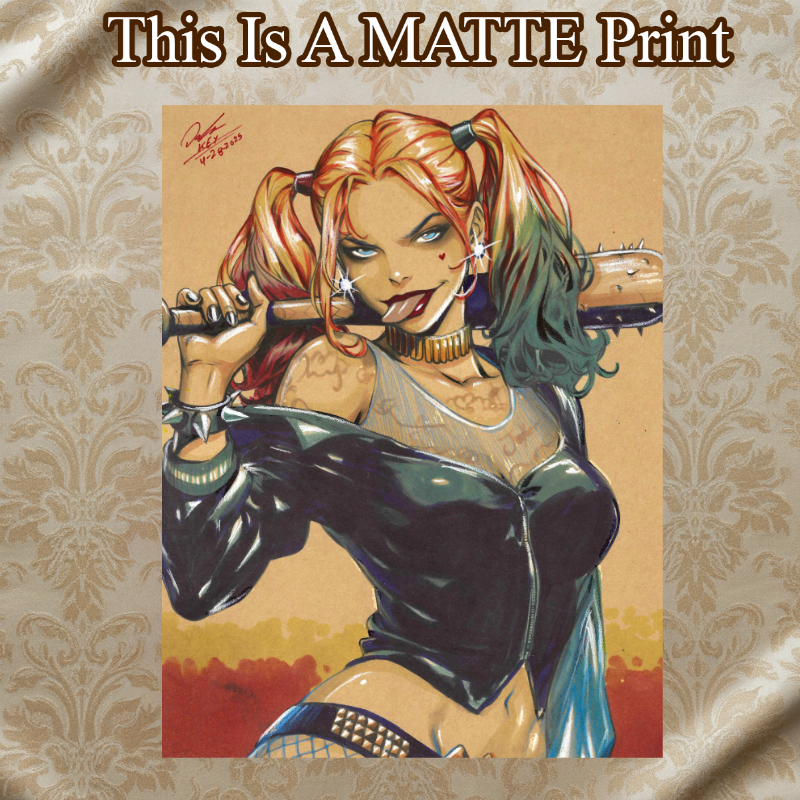 Harley Quinn Art Illustration Hard Signed 8.5x11in Fine Art PRINT
