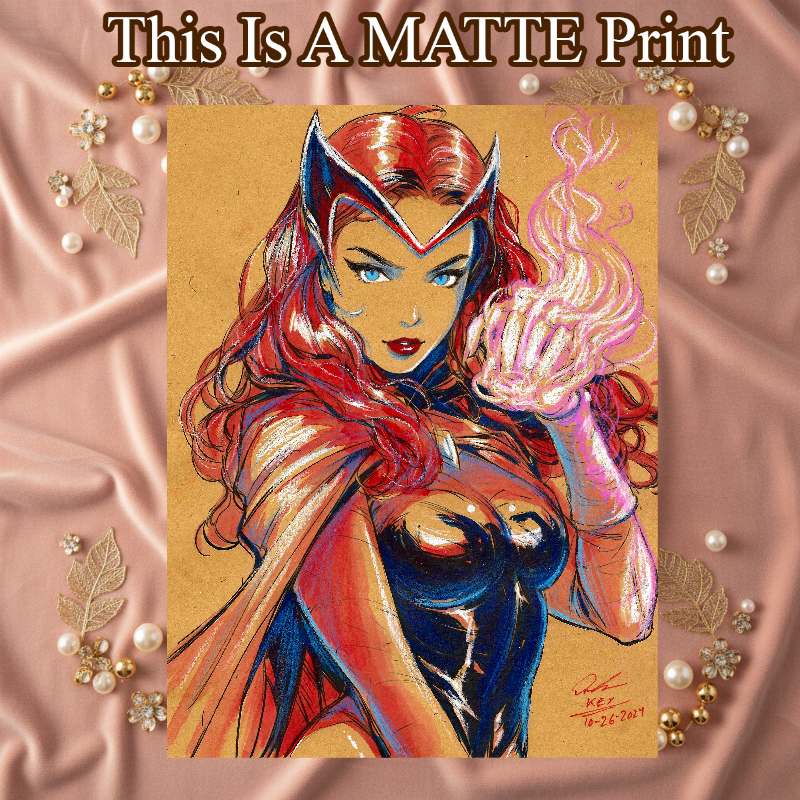 Scarlet Witch Art Illustration Hard Signed 8.5x11in Fine Art PRINT