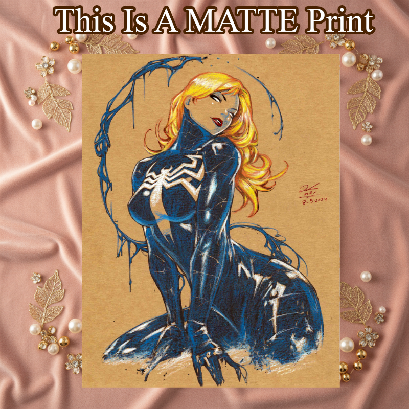 Gwen X Venom Art Illustration Hard Signed 8.5x11in Fine Art PRINT