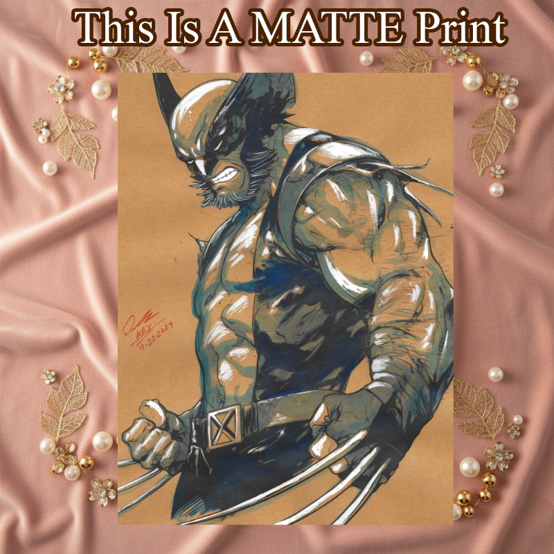 Wolverine Art Illustration Hard Signed 8.5x11in Fine Art PRINT