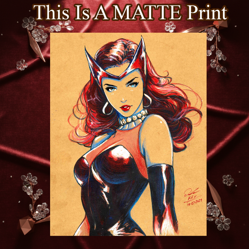Scarlet Witch Art Illustration Hard Signed 8.5x11in Fine Art PRINT