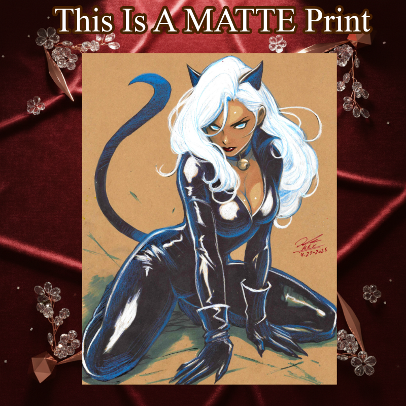Black Cat Art Illustration Hard Signed 8.5x11in Fine Art PRINT