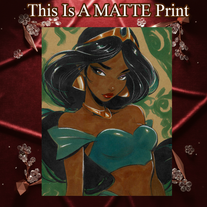Princess Jasmine Art Illustration Hard Signed 8.5x11in Fine Art PRINT