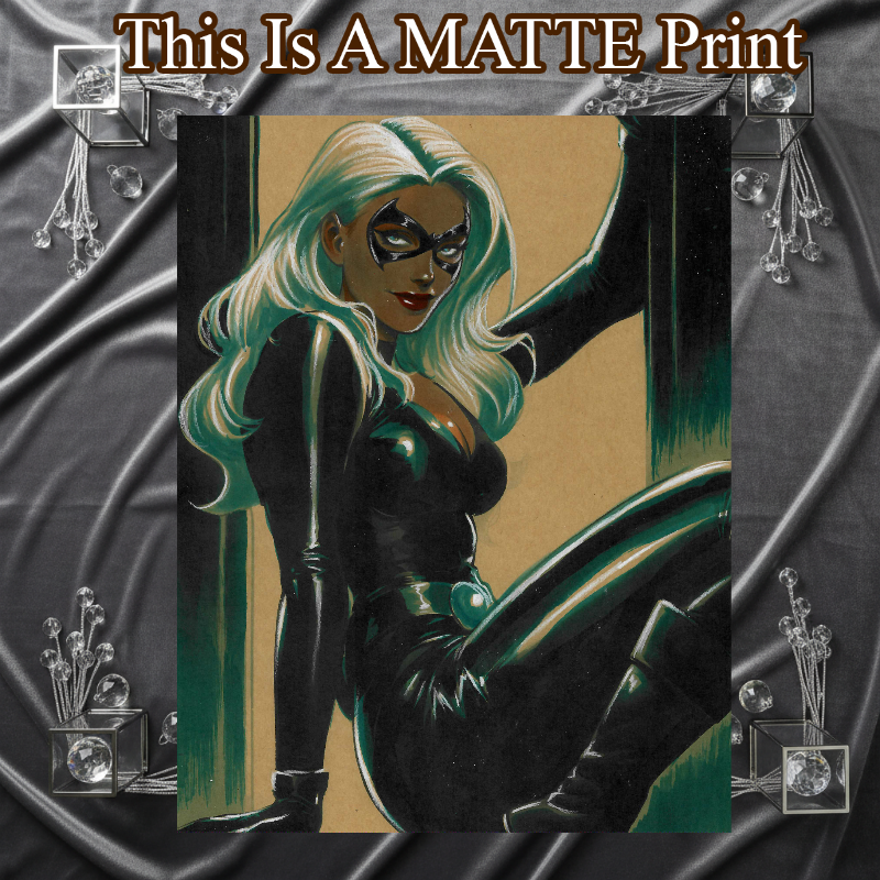 Black Cat Art Illustration Hard Signed 8.5x11in Fine Art PRINT