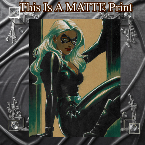 Black Cat Art Illustration Hard Signed 8.5x11in Fine Art PRINT