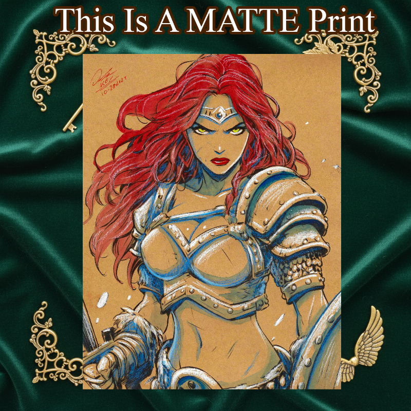 Red Sonja Art Illustration Hard Signed 8.5x11in Fine Art PRINT