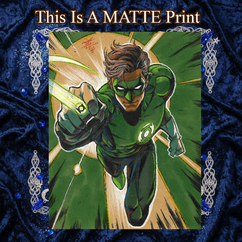 Green Lantern Art Illustration Hard Signed 8.5x11in Fine Art PRINT