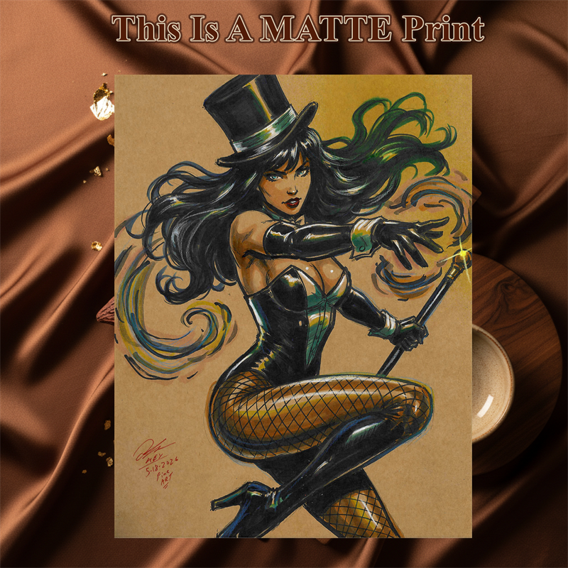 Zatanna Art Illustration Hard Signed 8.5x11in Fine Art PRINT