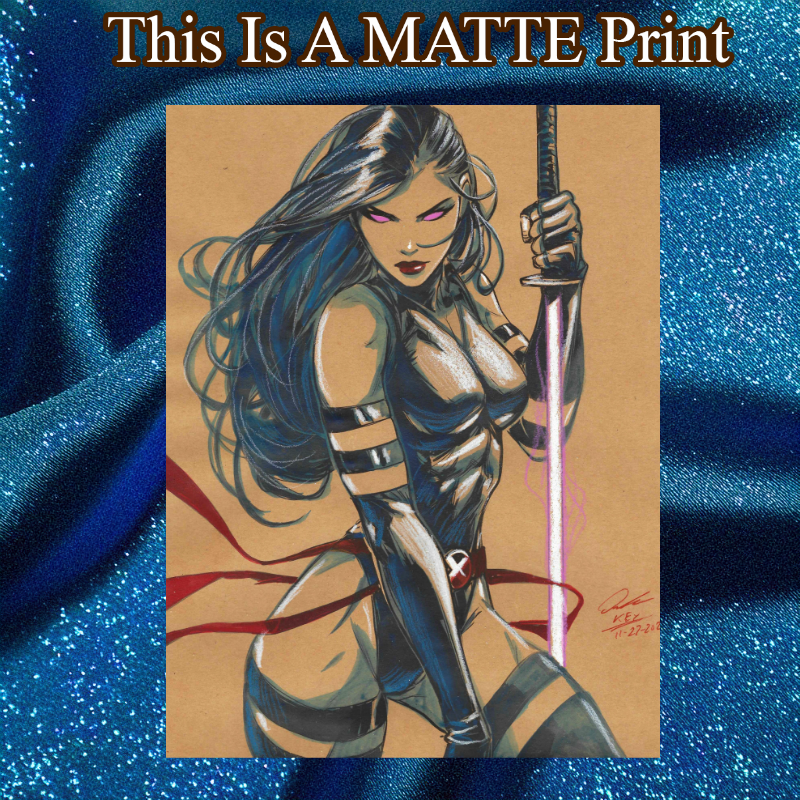 Psylocke Art Illustration Hard Signed 8.5x11in Fine Art PRINT