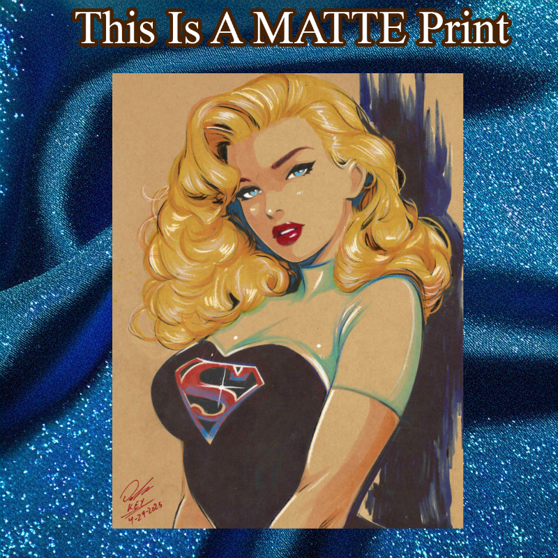 Supergirl Art Illustration Hard Signed 8.5x11in Fine Art PRINT