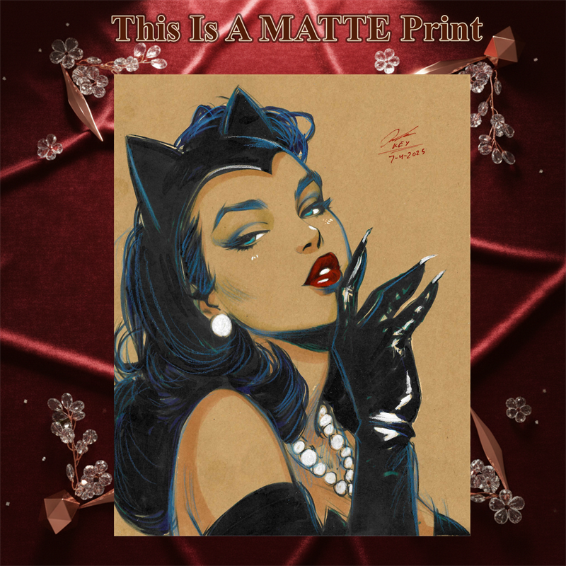 Catwoman Art Illustration Hard Signed 8.5x11in Fine Art PRINT