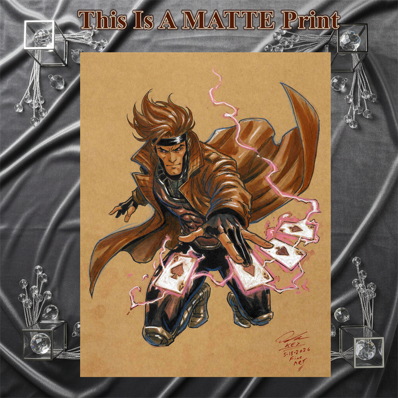Gambit Art Illustration Hard Signed 8.5x11in Fine Art PRINT