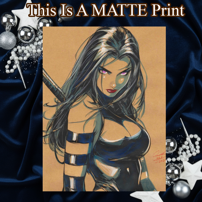 Psylocke Art Illustration Hard Signed 8.5x11in Fine Art PRINT