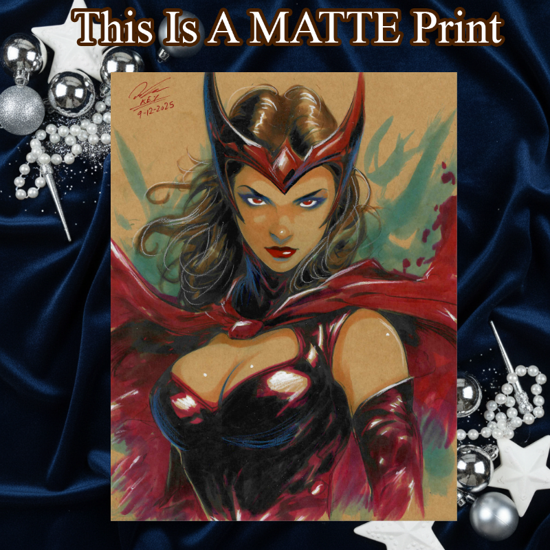 Scarlet Witch Art Illustration Hard Signed 8.5x11in Fine Art PRINT