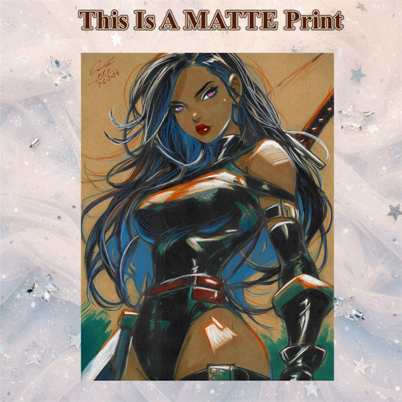 Psylocke Art Illustration Hard Signed 8.5x11in Fine Art PRINT