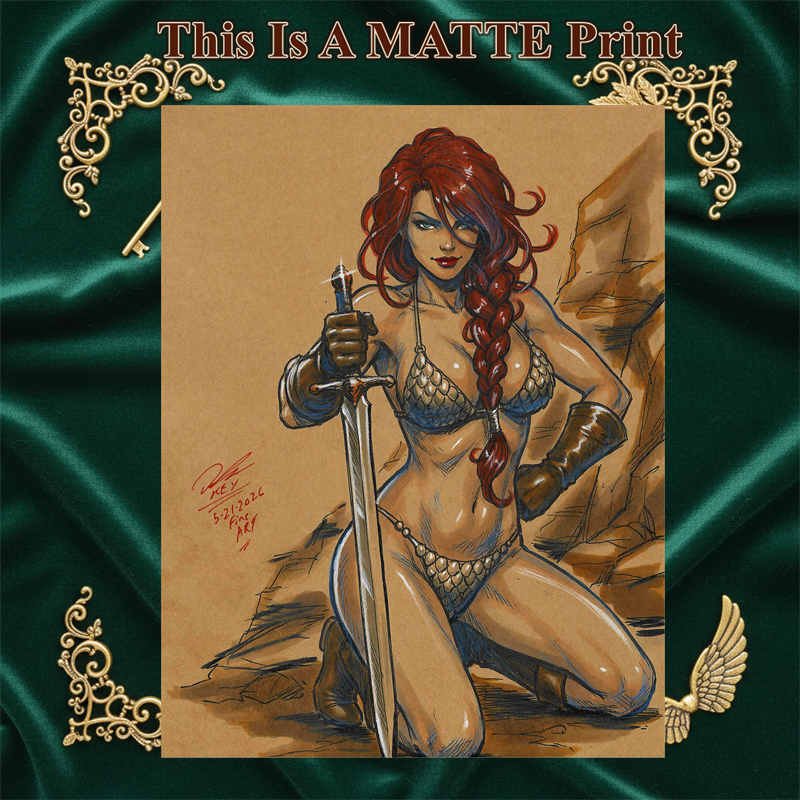 Red Sonja Art Illustration Hard Signed 8.5x11in Fine Art PRINT