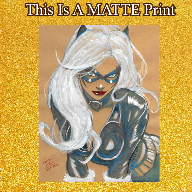 Black Cat Art Illustration Hard Signed 8.5x11in Fine Art PRINT