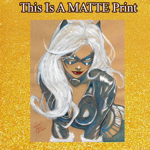 Black Cat Art Illustration Hard Signed 8.5x11in Fine Art PRINT
