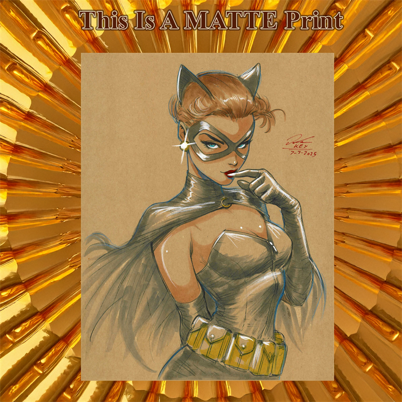 Catwoman Art Illustration Hard Signed 8.5x11in Fine Art PRINT