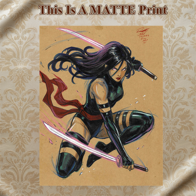 Psylocke Art Illustration Hard Signed 8.5x11in Fine Art PRINT